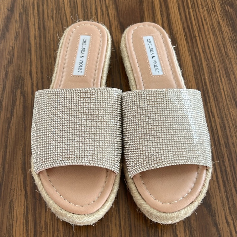 Chelsea & Violet bling slip on sandals. Size 6.5